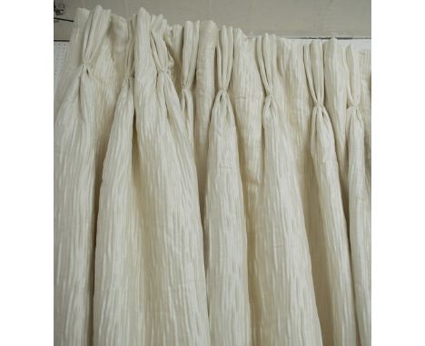 CURTAINS, a pair, crushed silk, lined and interlined, each 122cm W gathered x 287cm drop. (2)