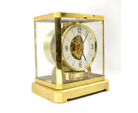 JAEGER-LECOULTRE 'ATMOS CLOCK', with brass framed four glass case, 23cm H x 19cm W x 14cm D. 