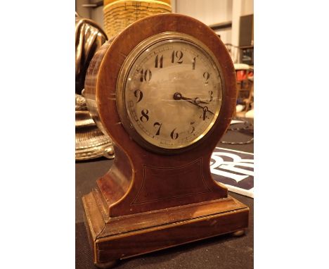 Mahogany cased balloon shaped Edwardian platform escapement mantel clock ( key in office 4040 ) 