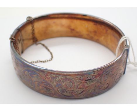 22ct gold on silver cuff bangle London assay 45g CONDITION REPORT: Minor use surface scratches and would benefit from a clean