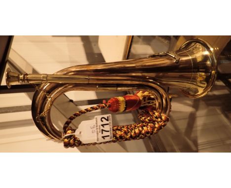 Brass and copper Army bugle H: 28 cm