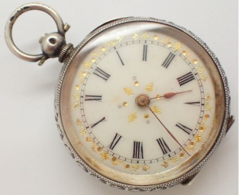 925 silver cased ladies ornate fob watch ( please see condition report ) CONDITION REPORT: This item is not working at lottin