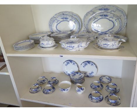 Ridgeways Delf blue and white dinner service - 41 pieces and a blue and white Grecian tea service - 32 pieces 