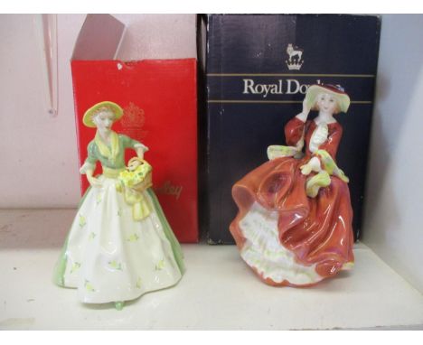 A Royal Doulton figure Top of the Hill and a Royal Worcester figure Spring Morn 