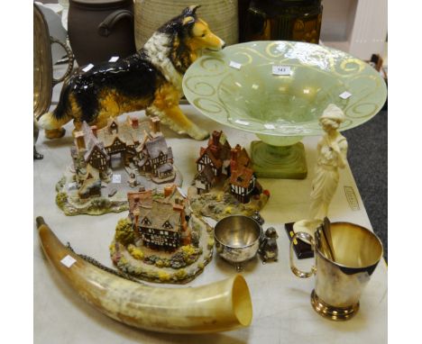 Decorative Ceramics and Glass - Lilliput Lane resin models  Ship Inn; Tudor Court; The Kings Court; a Goebel model of a Colli