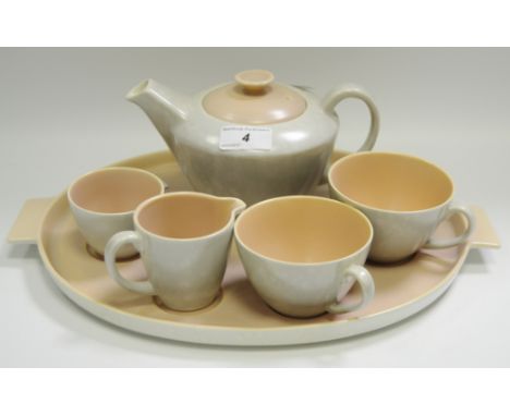 A Poole 'Pebble' pattern tea service for two 