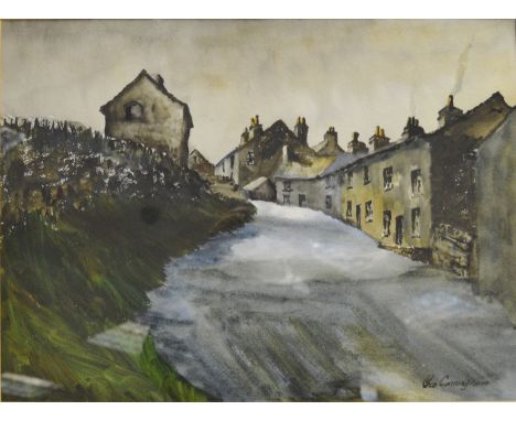 George Cunningham (1924-1996)Hollow Gate, Bradwell, Derbyshirewatercolour, signed , framed, 43 cm x 58 cm