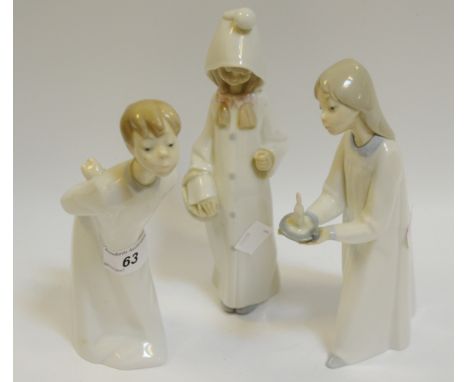 Lladro - 'And so to Bed' a Lladro figure of a child carrying a candle; others (3)