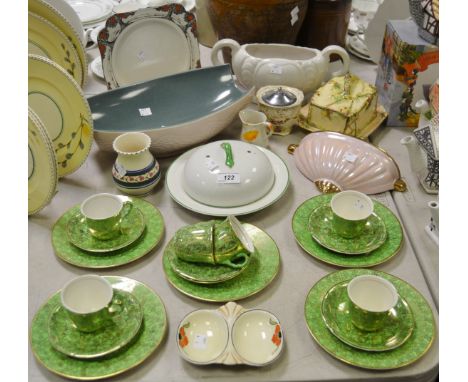 Ceramics - a Crown Ducal 'Orange Tree' pattern plate; a Sadler wall pocket; a Grindley muffin dish; a Woods Ivory Ware spoon 