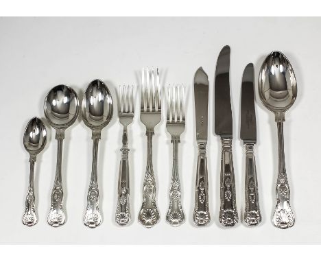 A plated Kings pattern table service for eight place settings, comprising - table forks, table knives, butter knives, dessert