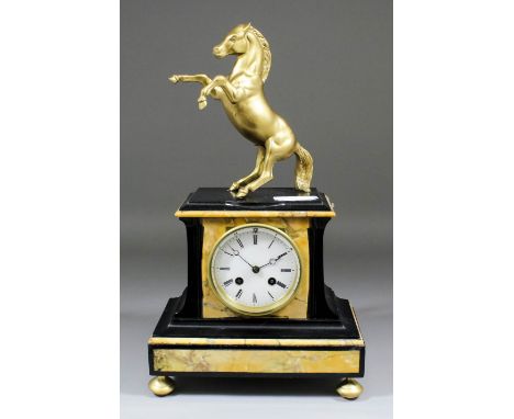 A 19th Century French mantel clock by Vincenti & Cie, No. 884, the 3.5ins diameter white enamelled dial with Roman numerals t