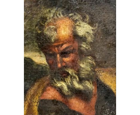 17th/18th Century Continental School - Oil painting - Head and shoulders portrait of an elderly man with flowing locks and be