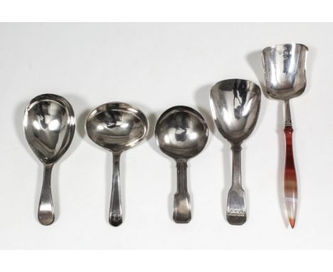 Three George III silver caddy spoons - with plain oval bowl and handle by William Ely & Fearn, London 1799 (weight 11 grammes
