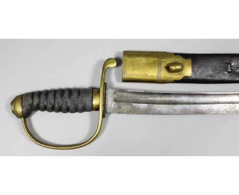 A good Victorian Constabulary sword with 24ins fullered unsigned blade, brass guard and pommel and shagreen hilt, the black l