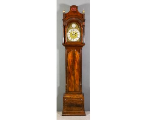 An early George III mahogany longcase clock by Robert Higgs of London, the 12ins arched brass dial with wide silvered chapter