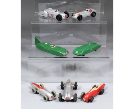 A Dinky diecast Mercedes Benz racing car and six other Dinky diecast racing car models, various 