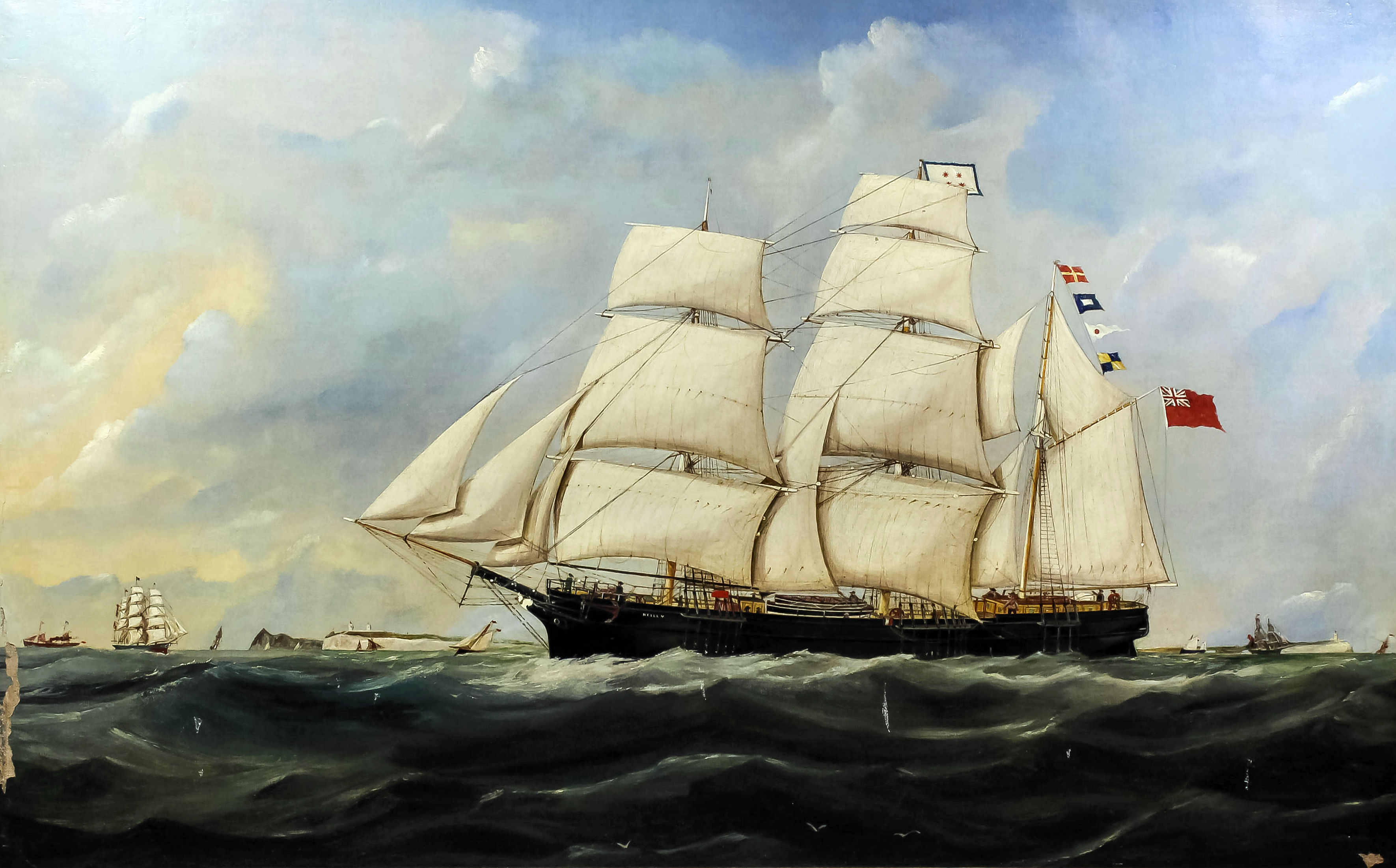 Attributed to Edward Hoyer (fl. 1870-1890) - Oil painting - Ship ...