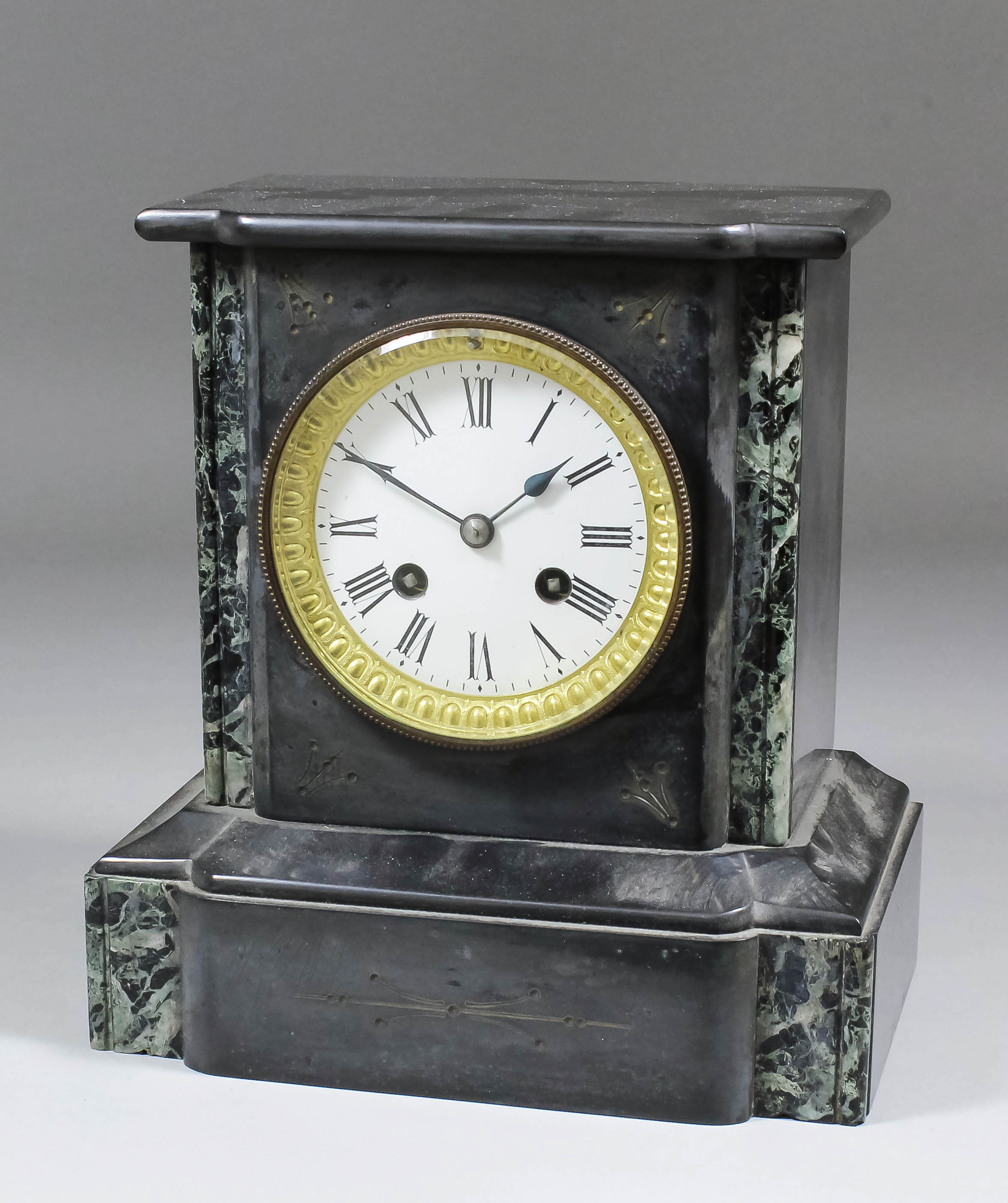 A 19th Century French black marble cased mantel clock by Japy Freres ...