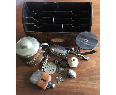 Miscellany inc. postal scales, stationary box etc.