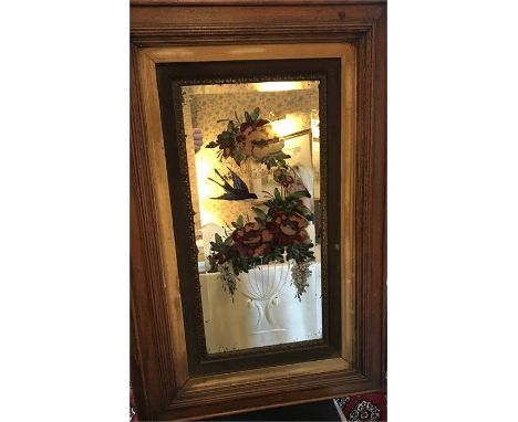 Painted and etched 19th c wall mirror