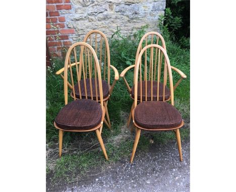 Set of four Ercol dining chairs inc. two with arms
