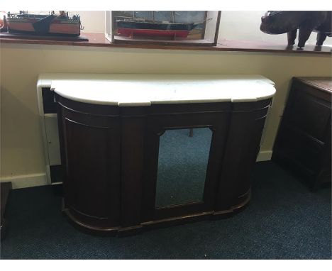 Mahogany 19th c marble top credenza with mirror door 135w x 82h