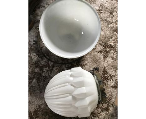 Two large opalescent glass light shades bowl diameter 40cm