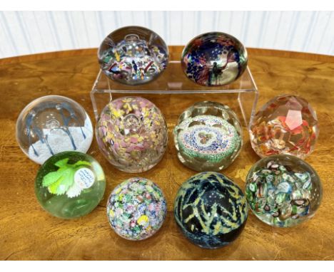 Collection of Assorted Glass Paperweights, various makes and designs, to include Caithness, Crieff, Millefiore, Avondale,  an
