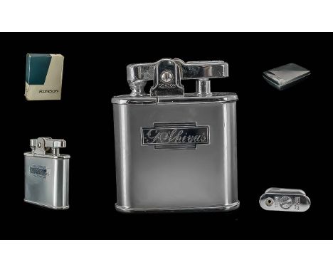 Ronson - Butane Varaflame Chrome Lighter. c.1960's. By Appointment to the Duke of Edinburgh with Display Box, Outer Package, 