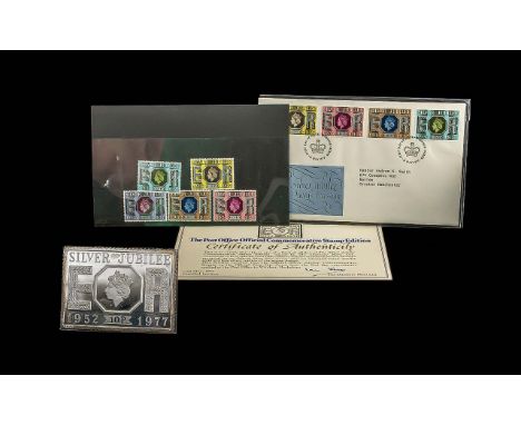 Franklin Mint Commemorative Silver Jubilee Ingot & First Day Cover.