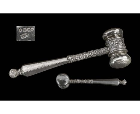 William IV - Superb and Very Rare Sterling Silver Novelty Gavel ( Possibly Unique ) by William Knight II, London 1835. Gavel 