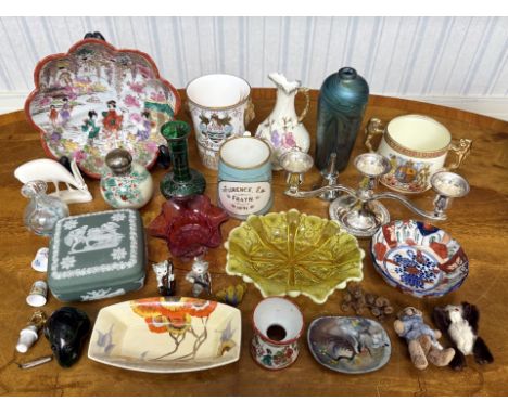 Small Box of Collectables. Includes Royalty Ware, VArious Ceramics, Wedgewood Lidded Box, Glass Ware, Blackpool Commemorative