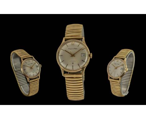 Mappin &amp; Webb Gents 9ct Gold Cased Automatic Wrist Watch. c.1960's. Features Silvered Pearl Coloured Dial, Gold Markers, 