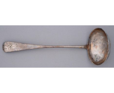 A Victorian silver soup ladle, Old English pattern, by Josiah Williams &amp; Co, London 1888, 9ozs 4dwts  Slight polish wear 