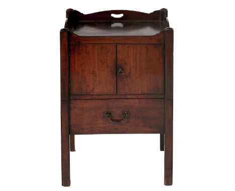 A&nbsp; George III mahogany tray top commode, early 19th c, 78cm&nbsp; h; 43 x 54cm  