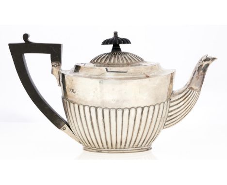 A Victorian silver tea service, the domed lid with integral joint, teapot 14cm h, by C S Harris &amp; Sons, London, 1895 and 