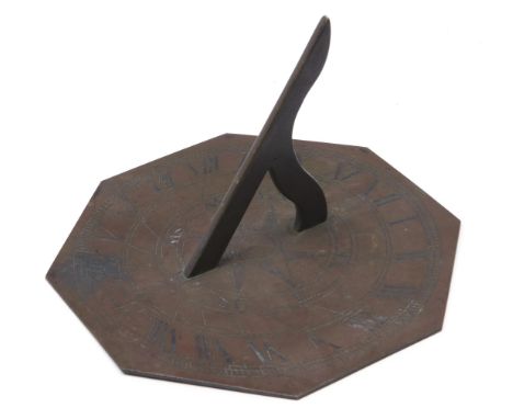 A brass garden sundial, "Thomas Jenkins Chichester", early 20th c, 21.5cm  Good condition