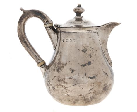 A George V silver hot milk jug, 11cm h, marks rubbed, by Vander &amp; Hedges, London 1926, 7ozs 10dwts  Light wear, no engrav