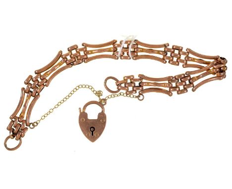 A gold gate bracelet and padlock, &nbsp;marked 9ct, 9.8g  