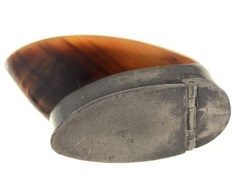 A Victorian pewter mounted ram's horn snuff mull, possibly Scottish, 25mm l  Light wear and scratches