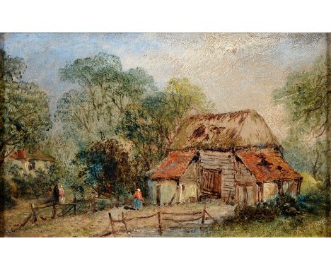 Alfred Henry Vickers (1835-1919) - A Thatched Farmhouse; A Thatched Barn, a pair, both signed, oil on board, 14 x 22cm (2)  G