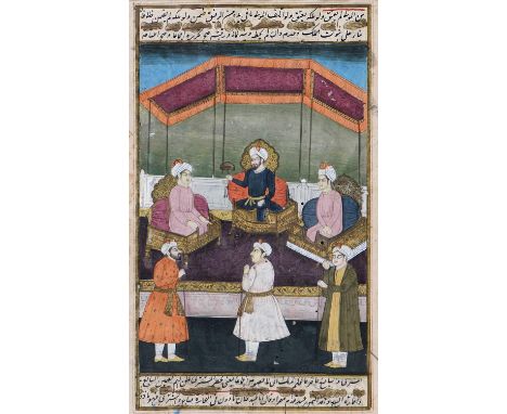 Indian Miniatures. Two leaves from a manuscript, 19th century, 20 x 12cm and 18.5 x 10cm  Both wormholed, unexamined out of f