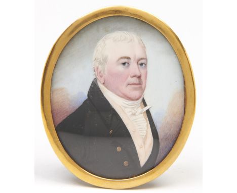 Irish School, late 18th/early 19th century - Portrait miniature of a Nobleman called [John De Courcy] Lord Kingsale, in white