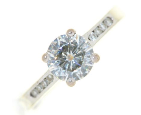 A Moissanite ring, in 18ct white gold, 3.1g, size K½  