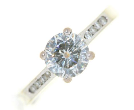 A Moissanite ring, in 18ct white gold, 3.1g, size K½  