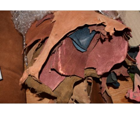 *Leather - Goatskin. Seventeen full or near full skins of bookbinding leather, comprising fifteen of goat (Oasis) and two of 