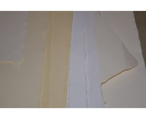 *Handmade Paper. A selection of approximately 80 sheets of handmade paper,  including 6 sheets of dark cream wove (56.5 x 40c