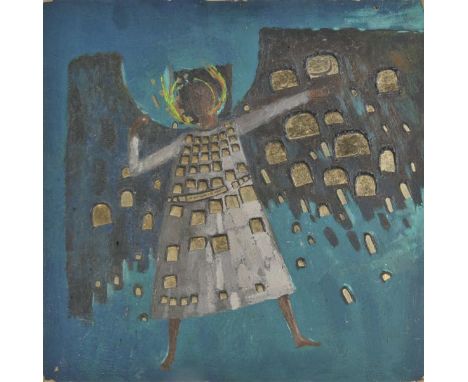 *Smith (Philip, 1928-). 'The two Ends will Meet', circa 1955-60, oil and gold leaf on board with pen and ink imagery added to