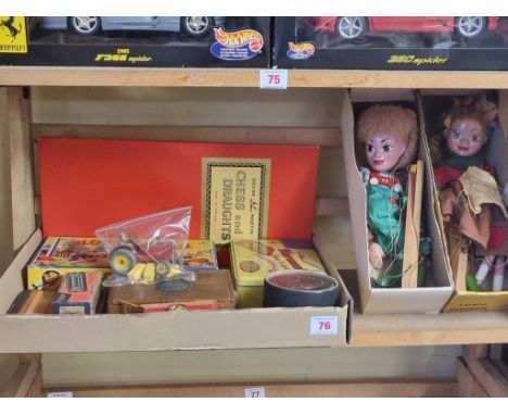 Pelham Puppets:&nbsp;Hansel and Gretel, both boxed;&nbsp;together with board games, Britains tractor and trailer; a boxed har