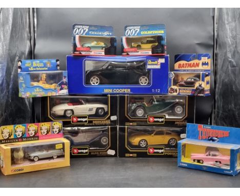 Revell:&nbsp;1:12 scale Mini Cooper; together with four boxed Burago models and six Corgi vehicles, to include Marilyn Monroe